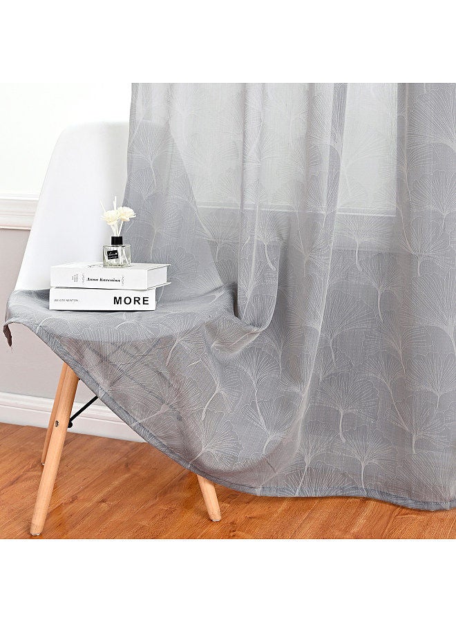 1PC Curtain Home Modern Simple Printing Ginkgo Biloba 100cm * 250cm Breathable Shading UV Protection Bedroom Living Room Balcony Curtains