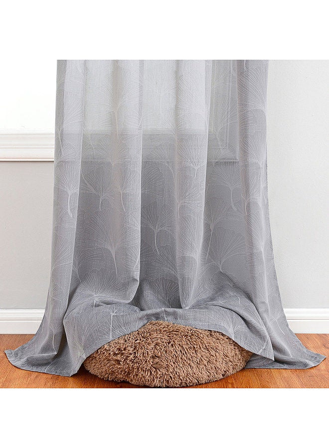 1PC Curtain Home Modern Simple Printing Ginkgo Biloba 100cm * 250cm Breathable Shading UV Protection Bedroom Living Room Balcony Curtains