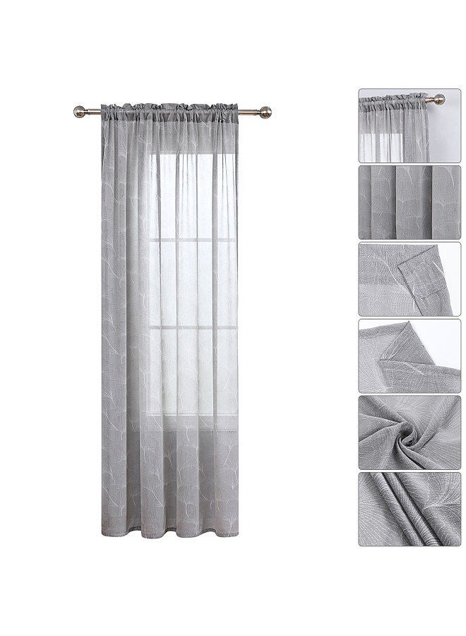 1PC Curtain Home Modern Simple Printing Ginkgo Biloba 100cm * 250cm Breathable Shading UV Protection Bedroom Living Room Balcony Curtains