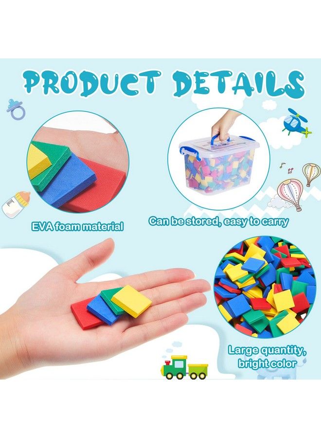 800 Pcs Foam Square Counters Color Tiles Square Color Tiles Math Counters Manipulatives Color Sorting Sorting Toy Counting Learning Classroom Crafts Bingo For Kids With Storage Box