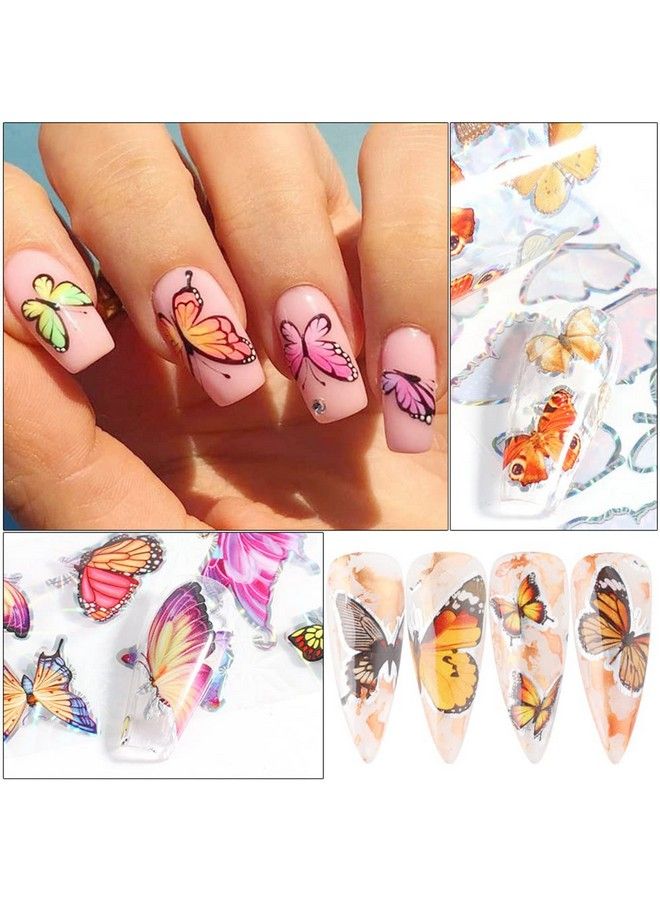 10 Sheets Nail Foil Transfer Sticker Big Butterfly Series Diy Holographic Nail Decoration Nail Foil Wraps Decal For Fingernails Women 20X4 Cm Per Sheet