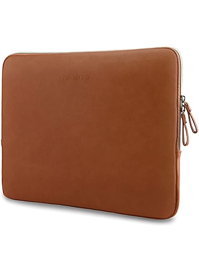 Laptop Sleeve Bag Compatible With 13-13.3 Inch Macbook Air, Macbook Pro Retina, 2019 2018 Surface Laptop, Notebook Computer, Pu Leather Padded Bag Waterproof Case, Brown