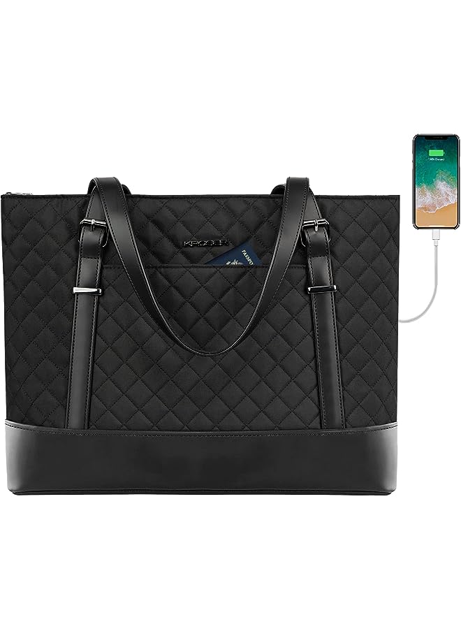 Laptop Shoulder Messenger Bag Polyester Briefcase Sleeve With 4 Front Zipper Pockets & Belt