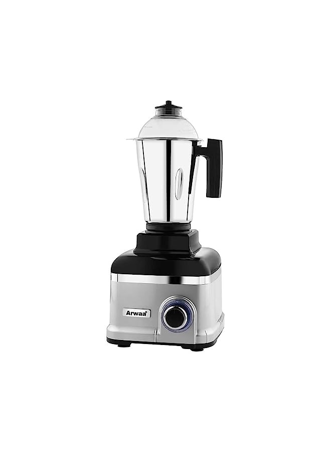 Professional Pro 750W Silver With Coating Body,3-In-1 Mixer Grinder With Ss Jars & Blades,3 Speed Copper Winding Motor Dry & Wet Fine Grinding Mixing Juicing–2Yr Warranty(Made In Uae)