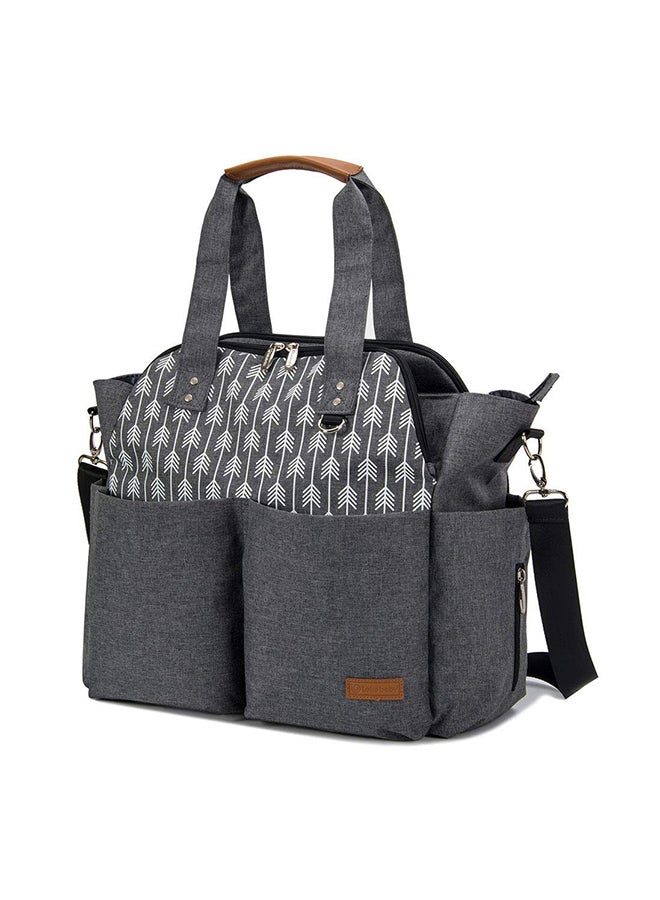 Polyester Multifunctional Waterproof Mother Baby Diaper Bag, Grey