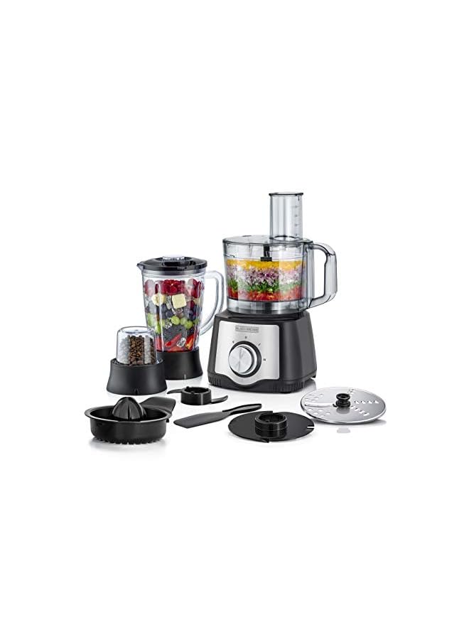 600W 1.5L 6In1 Food Processor Bowl+Blender Jar And Grinder, Chopper Shredder Blender Grinder Citrus Juicer Dough Maker Plus 29 Extra Functions Fx650-B5