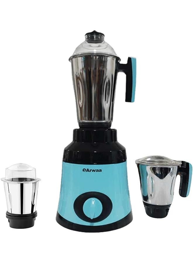 Classic Pro 750W Blue With Coating Body,3-In-1 Mixer Grinder With Stainless Steel Jars & Blades-3 Speed, Copper Winding Motor Dry & Wet Fine Grinding Mixing Juicing–2 Year Warranty (Made In Uae)