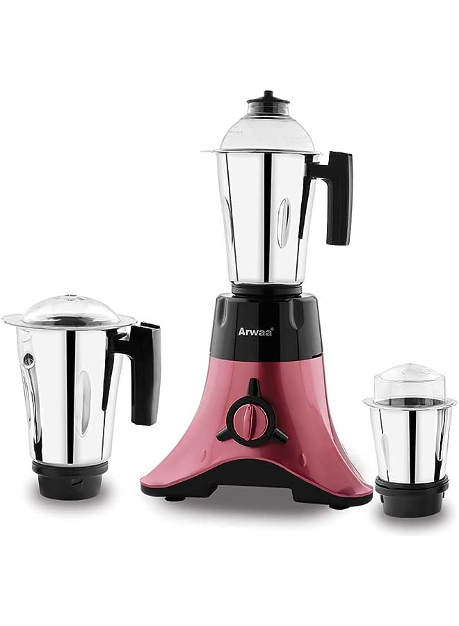 Jet 550W Red Rose With Coating Body, 3-In-1 Mixer Grinder With Stainless Steel Jars & Blades – 3 Speed, Copper Winding Motor Dry & Wet Fine Grinding Mixing Juicing-2 Year Warranty (Made In Uae)