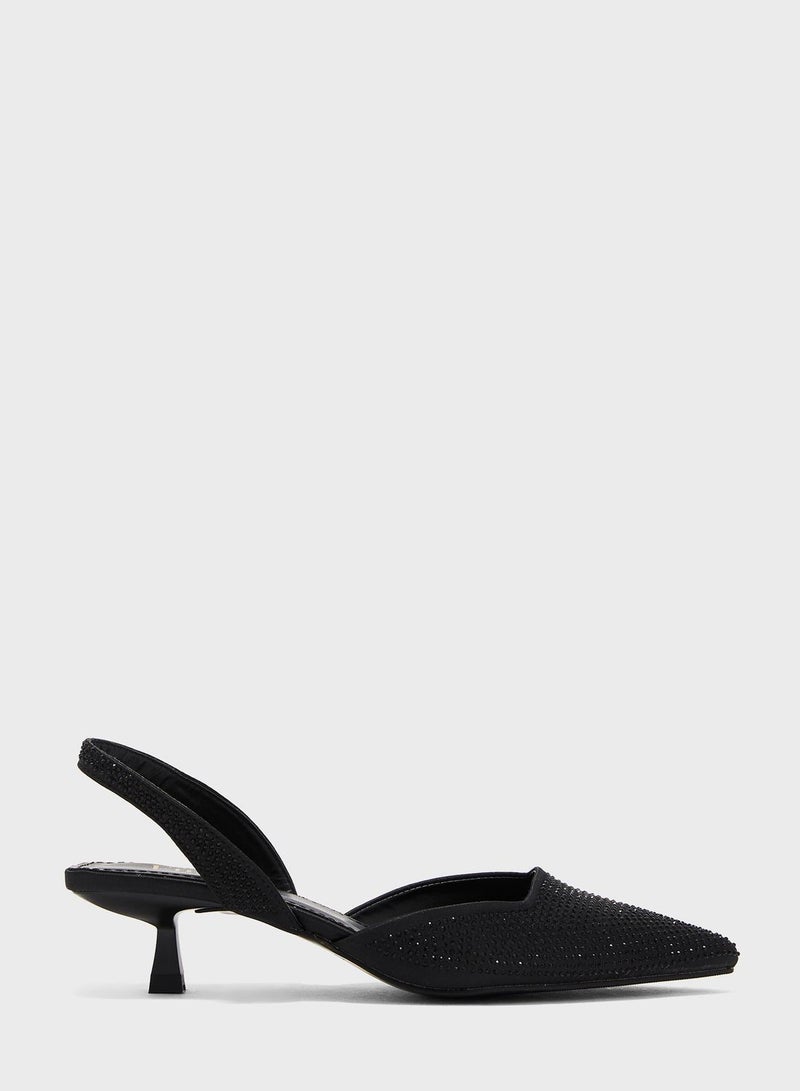 Diamante Pointed Slingback Pump