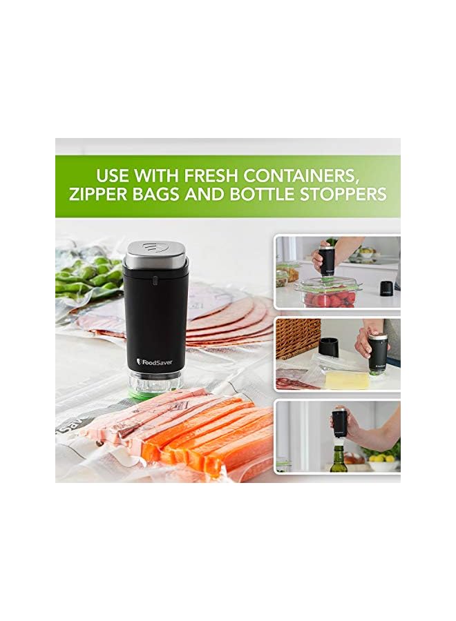 Handheld Cordless Food Vacuum Sealer Machine | With Charging Dock, 1 Vacuum Container And 10 Zipper Vacuum Bags | Vs1199 | Black/Silver