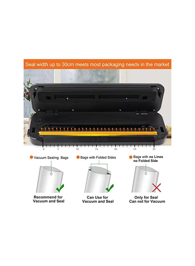 Vacuum Packer Sealing Machine With Sstarter Automatic Vacuum Sstainless Steel Sealing Mmachine For Food Preservation Method Dry And Wet Sealing Mode Built-In Tools,