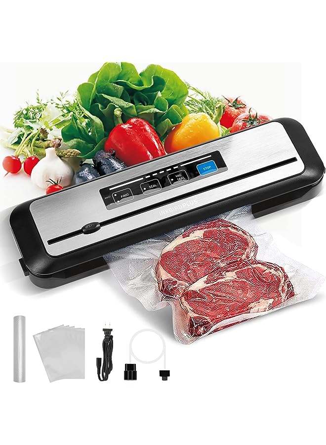 Vacuum Sealer Machines,80Kpa One-Touch Automatic Food Preserving Machine With Sealer Bags Storage And Built-In Cutter,Vacuum Packer Machine For Sous Vide Cooking Dry & Moist Food Modes