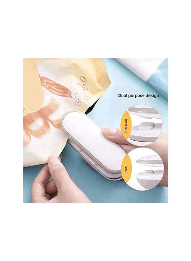 Bag Sealer, Heat Sealer For Plastic Bags,Vacuum Food Sealer And Cutter,Portable And Practical,Handheld Bag Sealer,2 In-1 Heat Seal And Cutter Mini Food Sealer For Plastic Bags