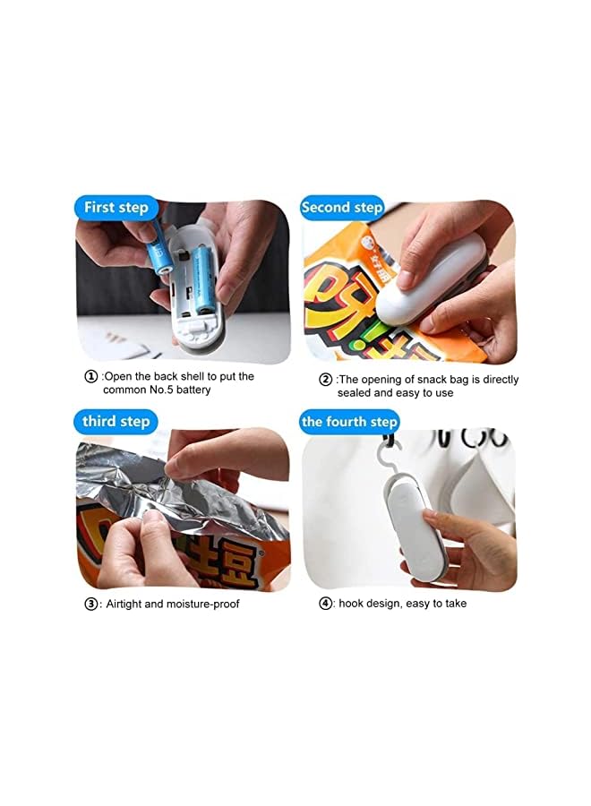 Bag Sealer, Heat Sealer For Plastic Bags,Vacuum Food Sealer And Cutter,Portable And Practical,Handheld Bag Sealer,2 In-1 Heat Seal And Cutter Mini Food Sealer For Plastic Bags