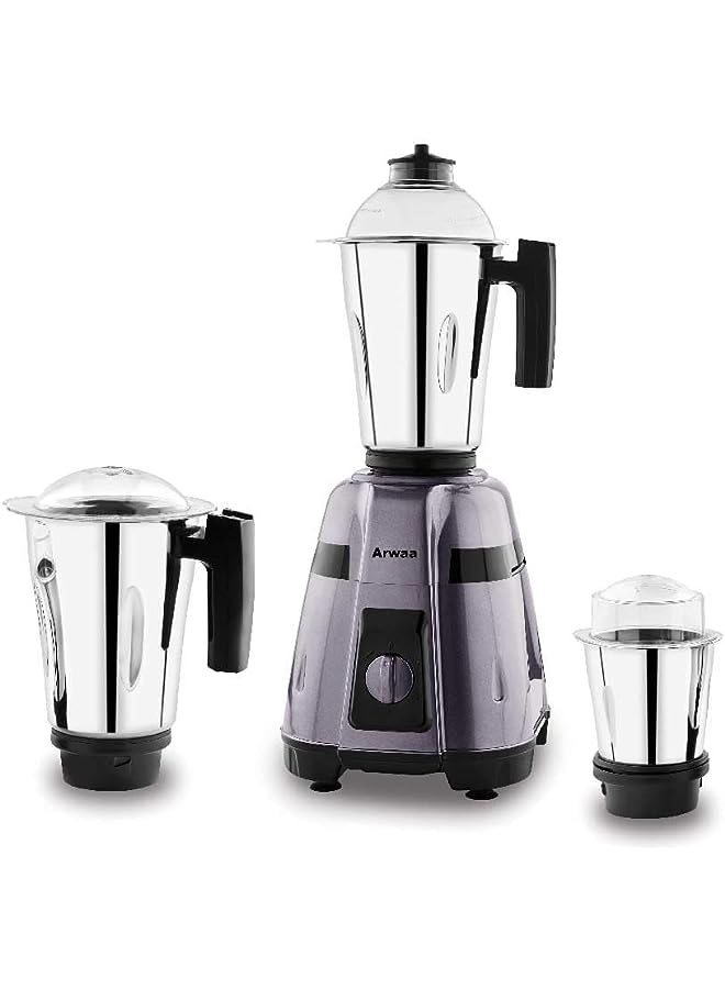 Bolt 550Watts Grey With Coating Body,3-In-1 Mixer Grinder With Stainless Steel Jars & Blades–3 Speed, Copper Winding Motor Dry & Wet Fine Grinding Mixing Juicing – 2 Year Warranty (Made In Uae)