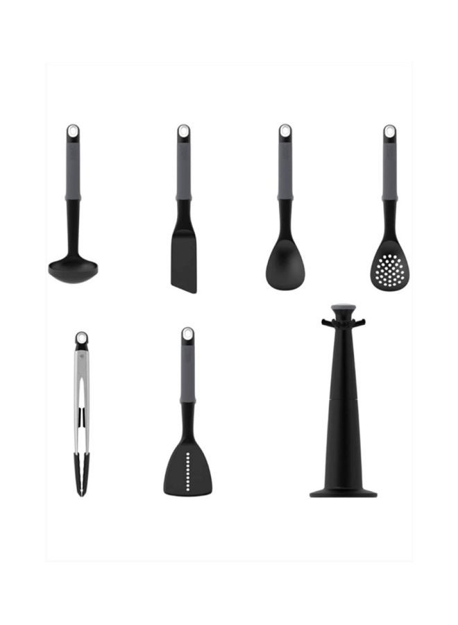 6-Piece Elevate Carousel Utensil Set Black/Sliver 21.5x21x35cm