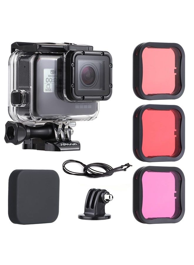 45m Underwater Waterproof Dive Housing Case with 3-Pack Dive Filters for GoPro Hero 5 6 7 Black Hero (2018) - Include Backdoor, Quick Release Buckle, Thumb Screw, Tripod Adapter, Lens Cap