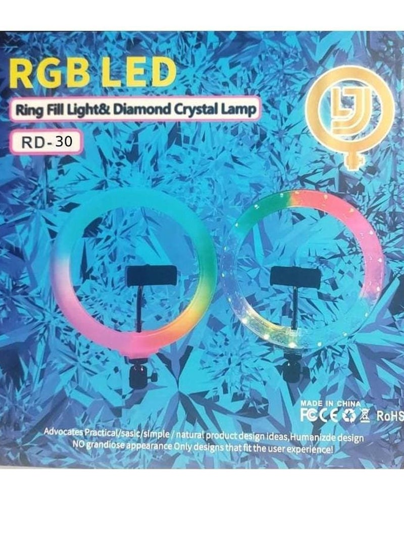 RGB LED Ring(Round) Fill Light & Diamond Crystal Lamp RD-30