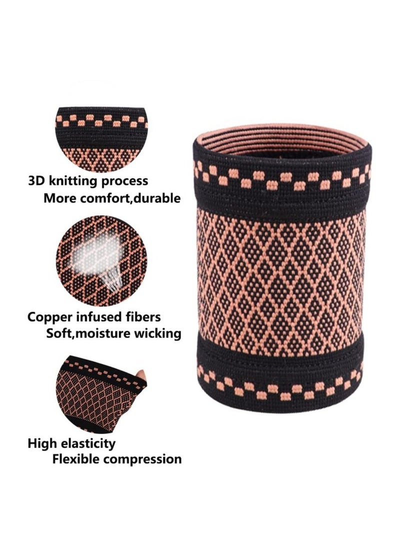 Copper Wrist Compression Sleeves, Elastic Wrist Support Sleeve Wrist Braces for Tendonitis Comfortable and Breathable for Arthritis, Tendonitis, Sprains, Workout, Wrist Support for Women and Men