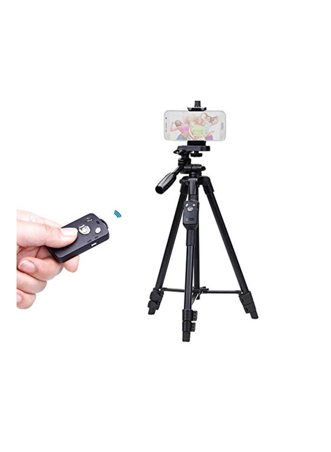 Aluminum Lightweight Tripod With Bluetooth Remote Black