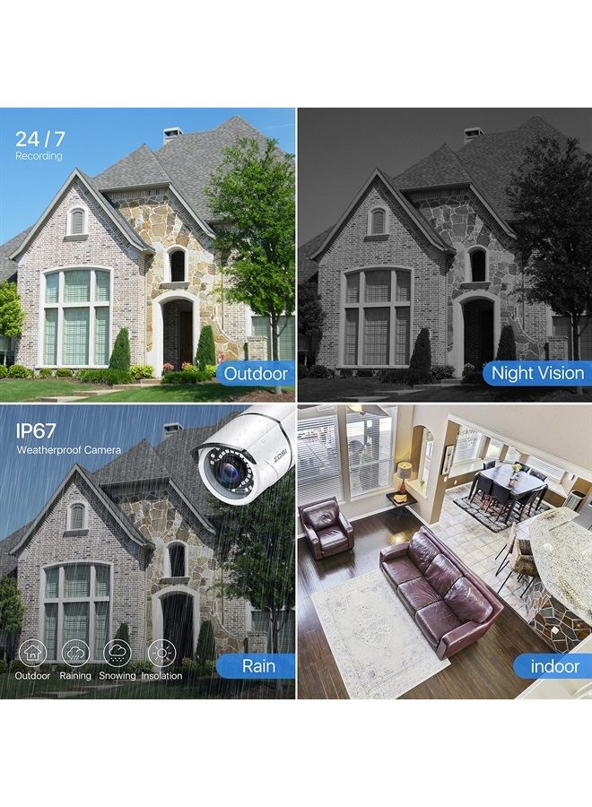 2.0MP HD 1080p 1920TVL Security Camera Outdoor Indoor (Hybrid 4-in-1 HD-CVI/TVI/AHD/960H Analog CVBS),36PCS LEDs,120ft IR Night Vision,105° View Angle Weatherproof Surveillance CCTV Bullet Camera