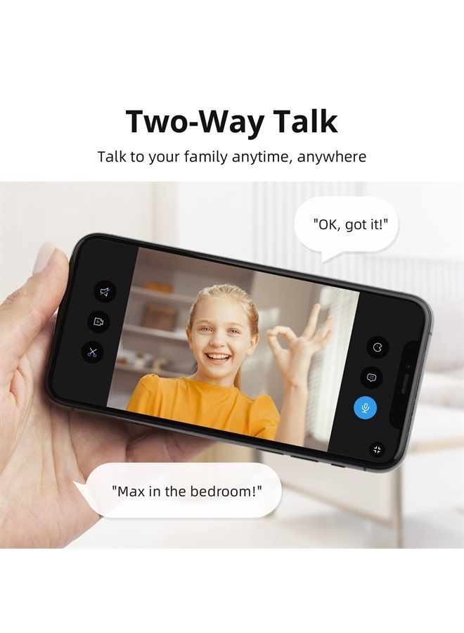 2K Security Camera Indoor, Baby Monitor Pet Camera 360-Degree for Home Security, WiFi Camera with 5/2.4 GHz Wi-Fi, One-Touch Calls, Smart Motion Tracking, IR Night Vision, Compatible with Alexa