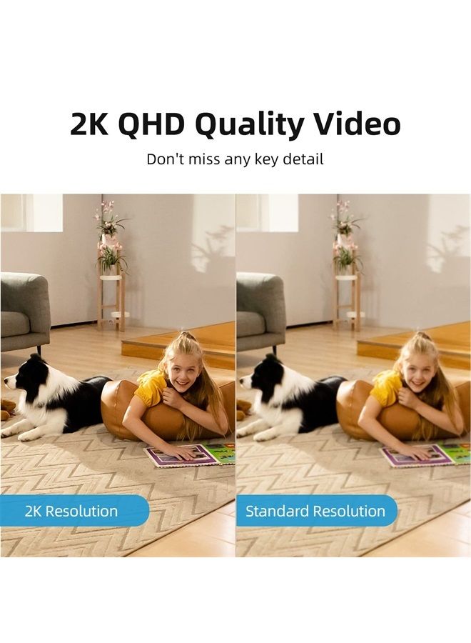 2K Security Camera Indoor, Baby Monitor Pet Camera 360-Degree for Home Security, WiFi Camera with 5/2.4 GHz Wi-Fi, One-Touch Calls, Smart Motion Tracking, IR Night Vision, Compatible with Alexa