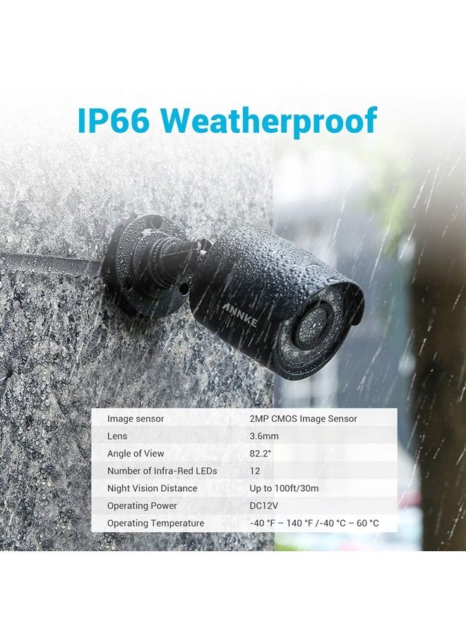 1080p HD-TVI Security Surveillance Camera for Home CCTV System, 2MP Bullet BNC Camera with 85 ft Super Night Vision, IP66 Surveillance Weatherproof Add–on Wired Camera - E200