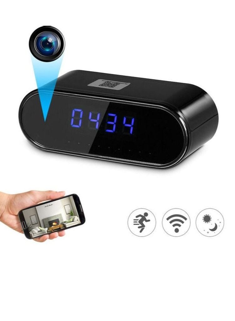 Wireless Hidden Spy Wifi Mini Camera Digital Table Clock with Full HD 1080P, Low Light Vision, Motion Detection for Home Office Room Security Cam Live Streaming Through App Security Camera