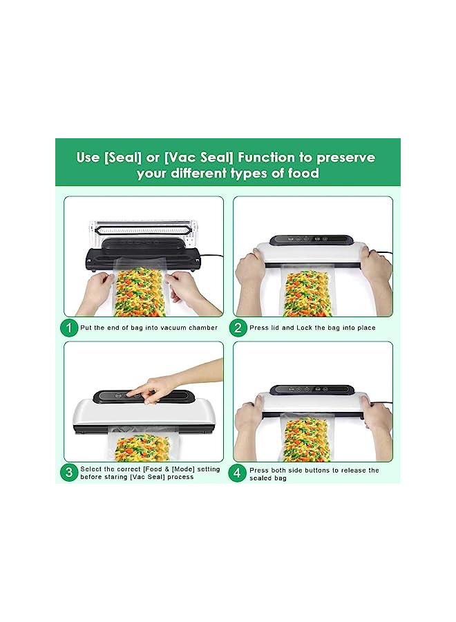 Sealer, New Upgraded Automatic Food Sealer Machine, Food Vacuum Air Sealing System For Food Preservation Storage Saver, Dry & Moist Food Modes