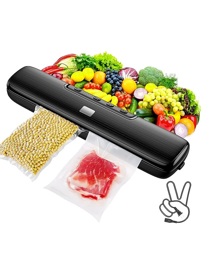 Vacuum Sealer Machine Food Vacuum Sealer Automatic Air Sealing System For Food Storage Dry And Wet Food Modes Compact Design 12.6 Inch With 15Pcs Seal Bags Starter Kit
