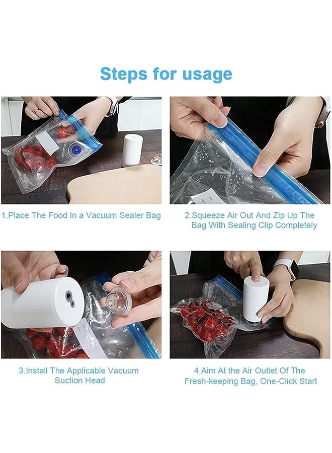 Handheld Vacuum Sealer Food Saver, Multifunctional 2 In 1 Electric Vacuum Sealer Compression & Inflatable Air Pump, Rechargeable Mini Food Vacuum Sealer With 3Pcs Reusable Sous Vide Bags