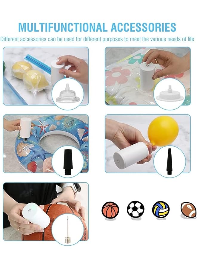 Handheld Vacuum Sealer Food Saver, Multifunctional 2 In 1 Electric Vacuum Sealer Compression & Inflatable Air Pump, Rechargeable Mini Food Vacuum Sealer With 3Pcs Reusable Sous Vide Bags