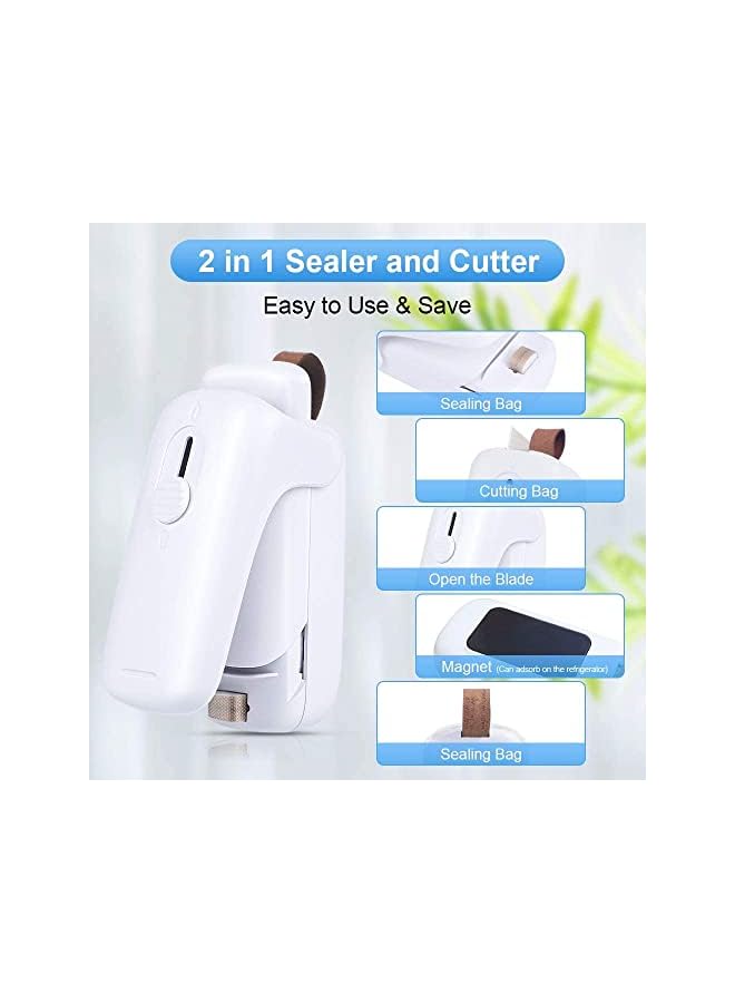 Sealers, Handheld Bag Sealer 2 In 1 Mini Heat Sealer & Cutter Portable Bag Resealer Machine Food Saver For Plastic Bags Storage Snack Cookies
