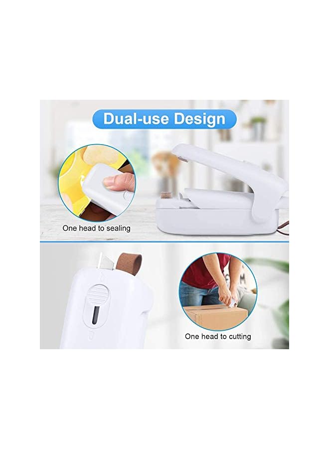 Sealers, Handheld Bag Sealer 2 In 1 Mini Heat Sealer & Cutter Portable Bag Resealer Machine Food Saver For Plastic Bags Storage Snack Cookies
