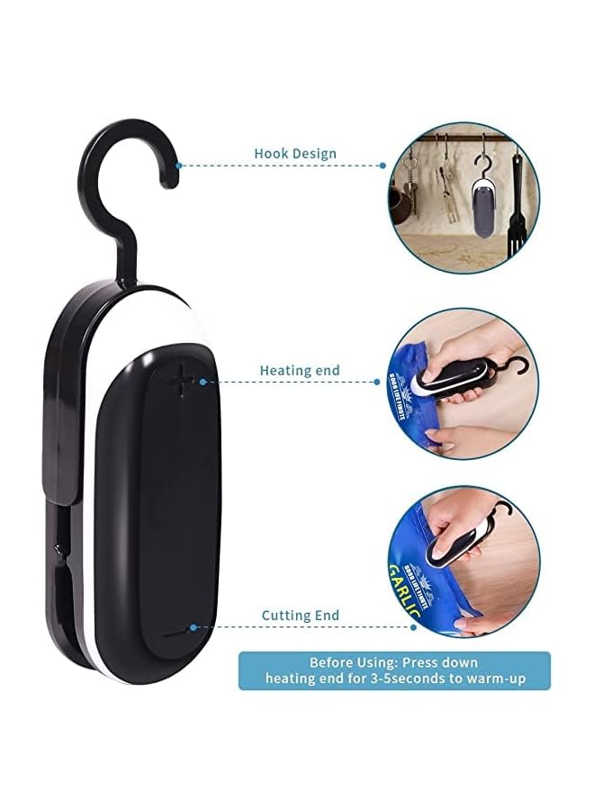 Mini Bag Sealer, Portable Food Sealer, Handheld Heat Vacuum Sealers, 2 In 1 Heat Sealer And Cutter For Plastic Bag