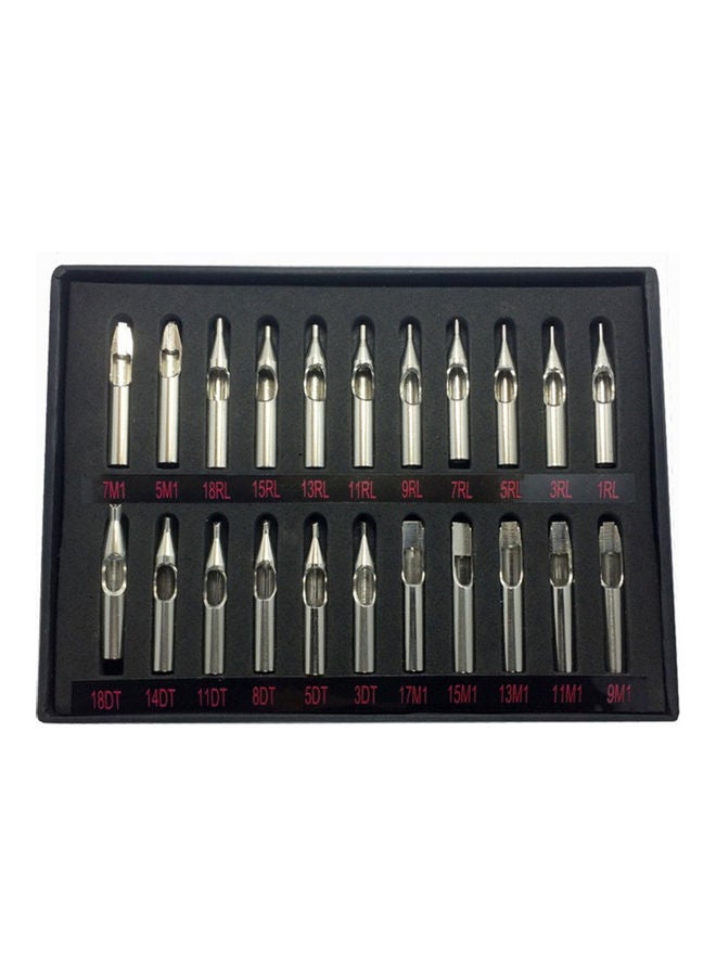 22-Piece Stainless Steel Tattoo Nozzle Tip Set Silver