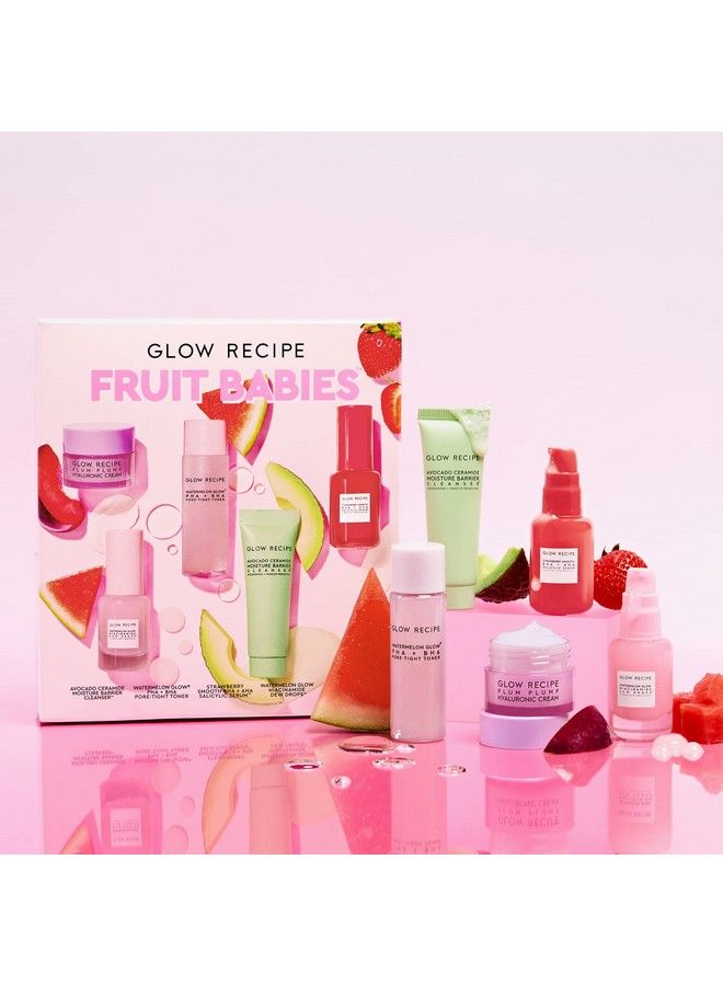 Fruit Babies Bestsellers Kit Mini Travel Size Beauty Essentials Avocado Foam Cleanser Niacinamide Dew Drops Serum Poretight Toner Salicylic Serum Hyaluronic Acid Cream (5 Count)