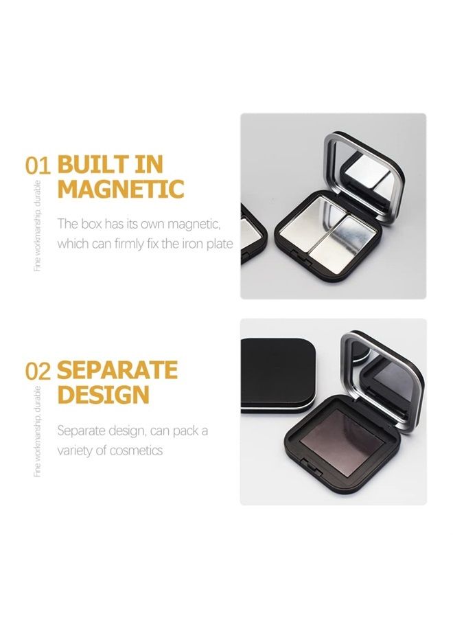 Makeup Palettes 2pcs Empty Eyeshadow DIY Lipstick Lip Balm Blusher Containers Refillable Makeup Storage Case Box with Mirror Black Eyeshadow