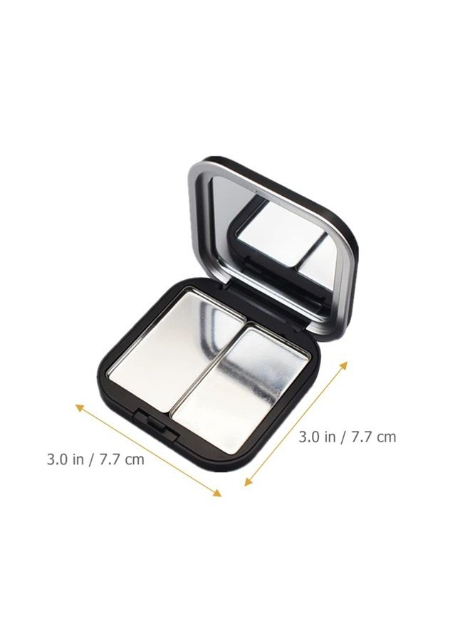 Makeup Palettes 2pcs Empty Eyeshadow DIY Lipstick Lip Balm Blusher Containers Refillable Makeup Storage Case Box with Mirror Black Eyeshadow