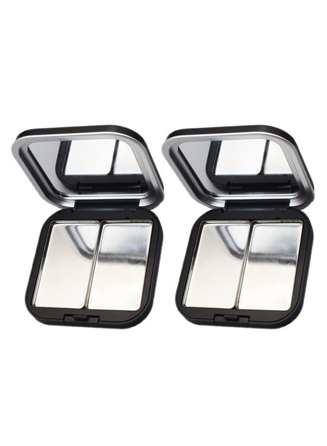 Makeup Palettes 2pcs Empty Eyeshadow DIY Lipstick Lip Balm Blusher Containers Refillable Makeup Storage Case Box with Mirror Black Eyeshadow