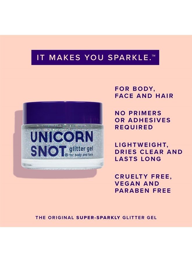 Unicorn Snot Holographic Body Glitter Gel for Body, Face, Hair - Vegan & Cruelty Free - 1.7 oz (Disco)