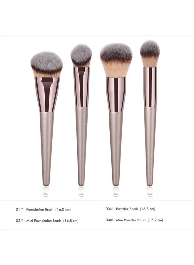 4pcs Professional Makeup Brush Set, Premium Synthetic Liquid Foundation Brush Blending Powder Tapered Kabuki Makeup Brushes Cosmetics Applicator