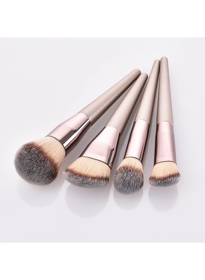 4pcs Professional Makeup Brush Set, Premium Synthetic Liquid Foundation Brush Blending Powder Tapered Kabuki Makeup Brushes Cosmetics Applicator