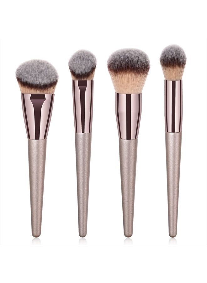 4pcs Professional Makeup Brush Set, Premium Synthetic Liquid Foundation Brush Blending Powder Tapered Kabuki Makeup Brushes Cosmetics Applicator