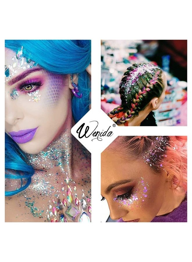 Body Glitter Wenida 9 Colors 190g Iridescent Ultra Sparkle Opal Chunky Glitter Cosmetic Festival Makeup Powder for Nail Hair Eye Face