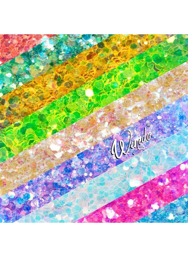 Body Glitter Wenida 9 Colors 190g Iridescent Ultra Sparkle Opal Chunky Glitter Cosmetic Festival Makeup Powder for Nail Hair Eye Face