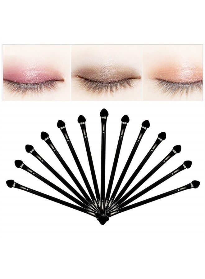 50 Pcs Dual Sides Eyeshadow Brush, Long Handle Double Ended Sponge Oval Tipped Eyeliner Brush Makeup Brush Tool