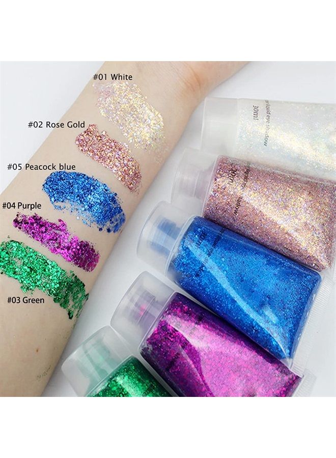 30ml Sequins Chunky Glitter Liquid Eyeshadow Glitter Body Gel Festival Glitter Cosmetic Face Hair Nails Makeup Long Lasting Sparkling Easy to Apply, Easy to Remove (#07 Gold)