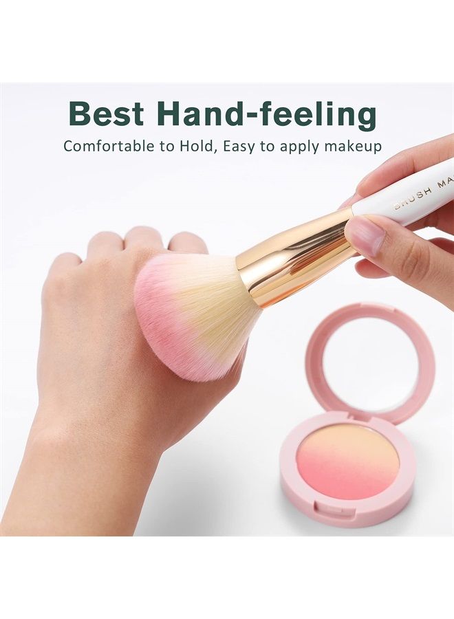 Makeup Brushes Set 10Pcs Professional Kabuki Foundation Eyeshadow Blush Blending Lip Full Face Cosmetic Kit W/Makeup Brush Set with Holder